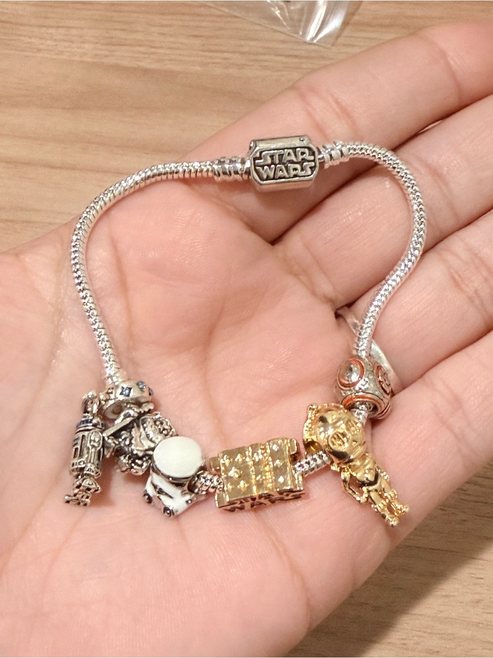 Star Wars Silver & Gold Mixed Charm Bracelet with Droid Charms